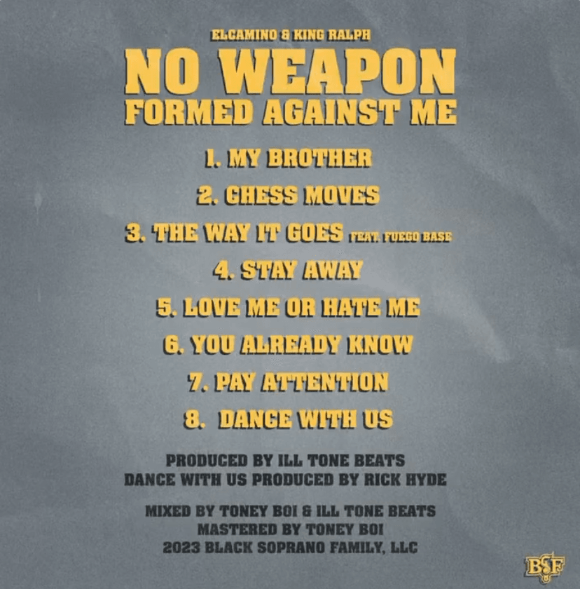 Elcamino & King Ralph New Album “No Weapon Formed Against Me” Releasing August 16th